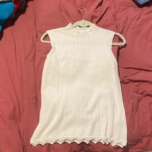 Ribbed Sleeveless Mock Neck Camisole - White